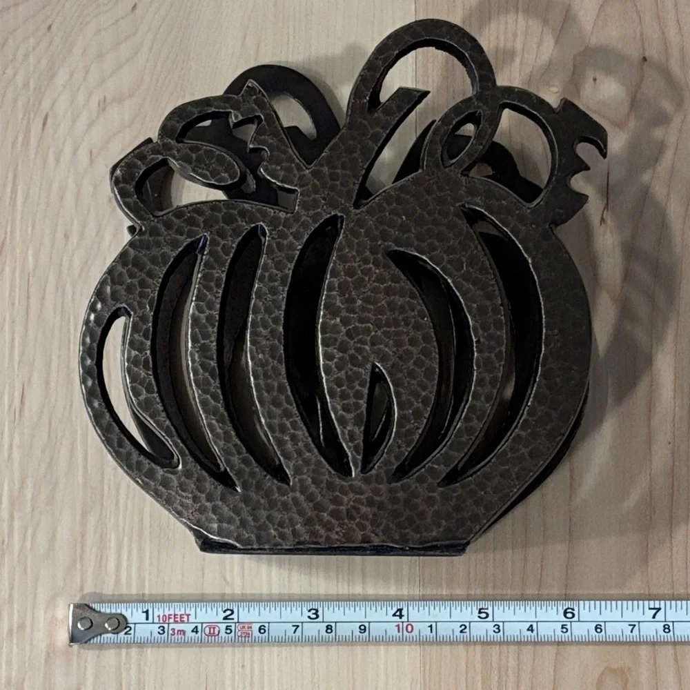 Vintage Crate&Barrel Rustic Metal Pumpkin Napkin Holder